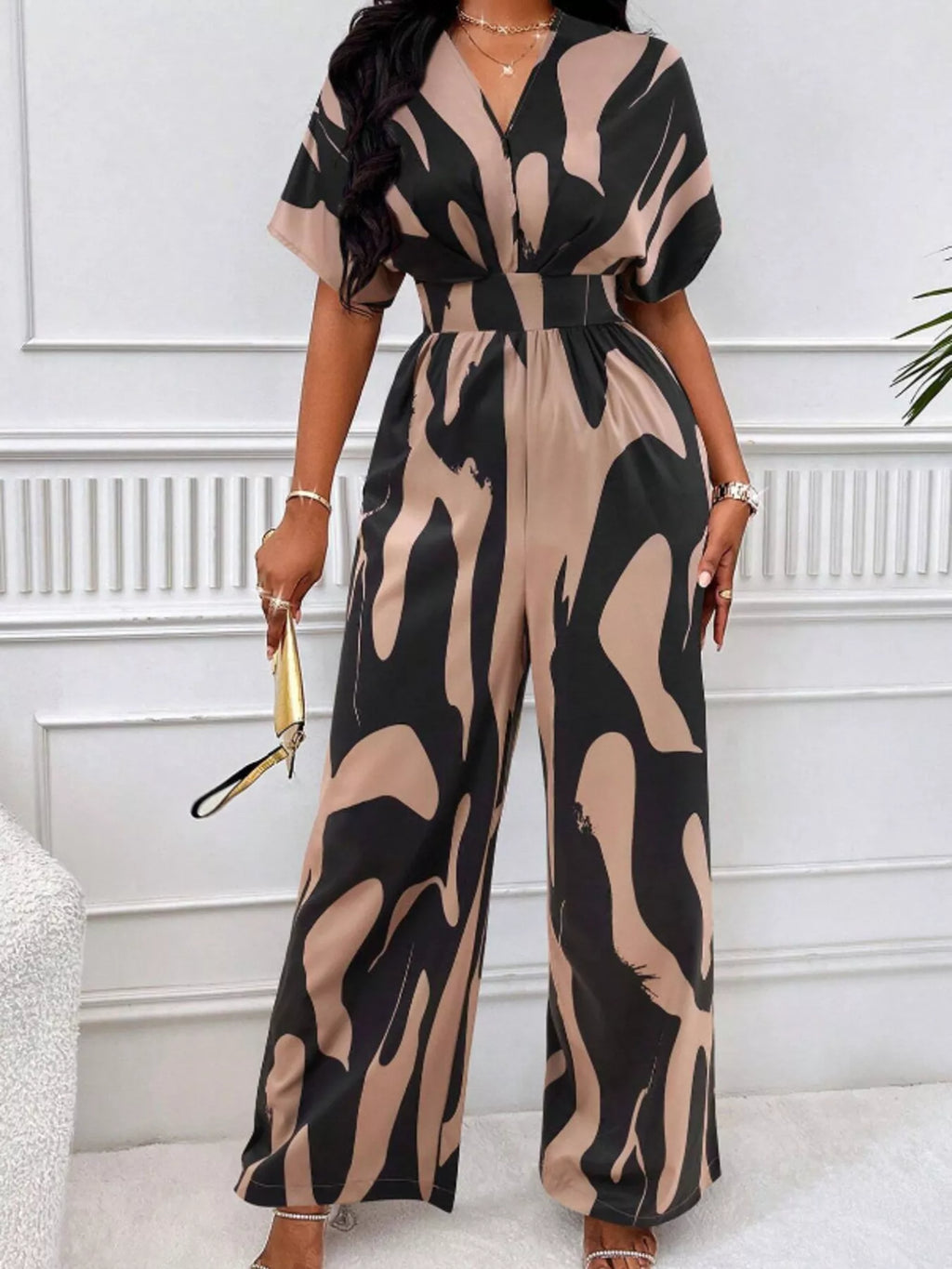 Abstract Print Wide-Leg Jumpsuit