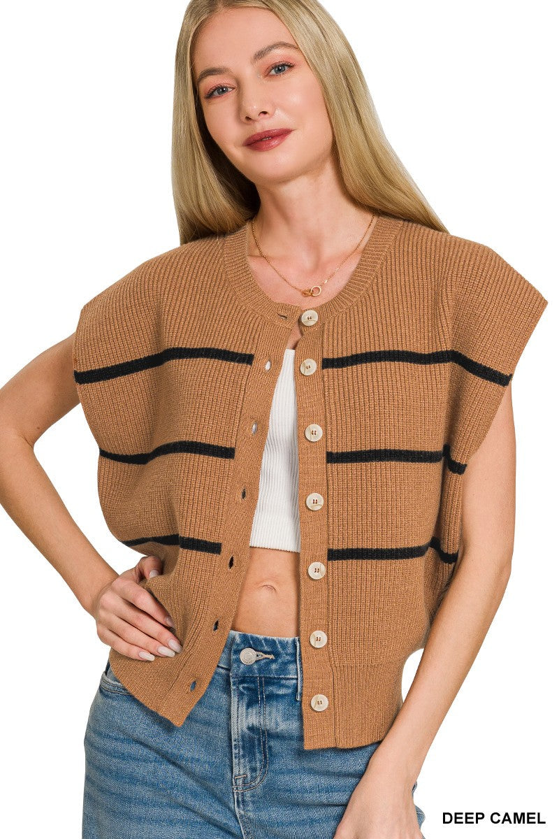 Zenana Striped Viscose Sweater Vest