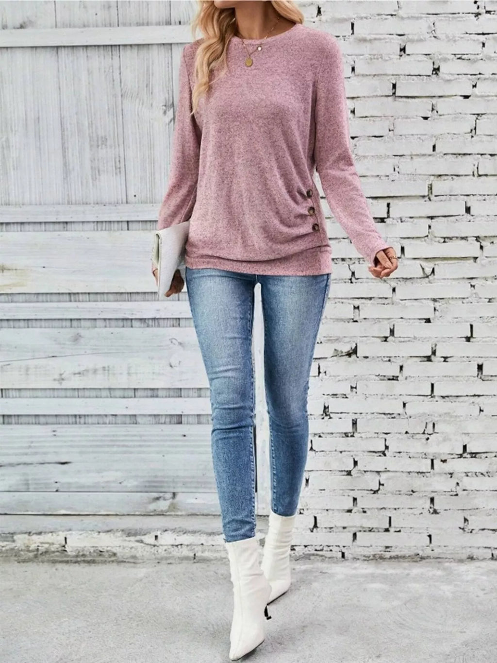 Casual Decor Button Long Sleeve T-Shirt