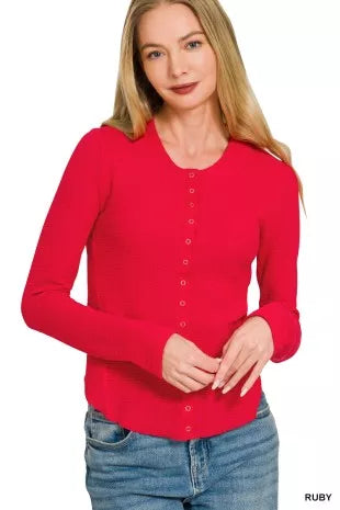 Zenana Double Knit Snap Button Shirts