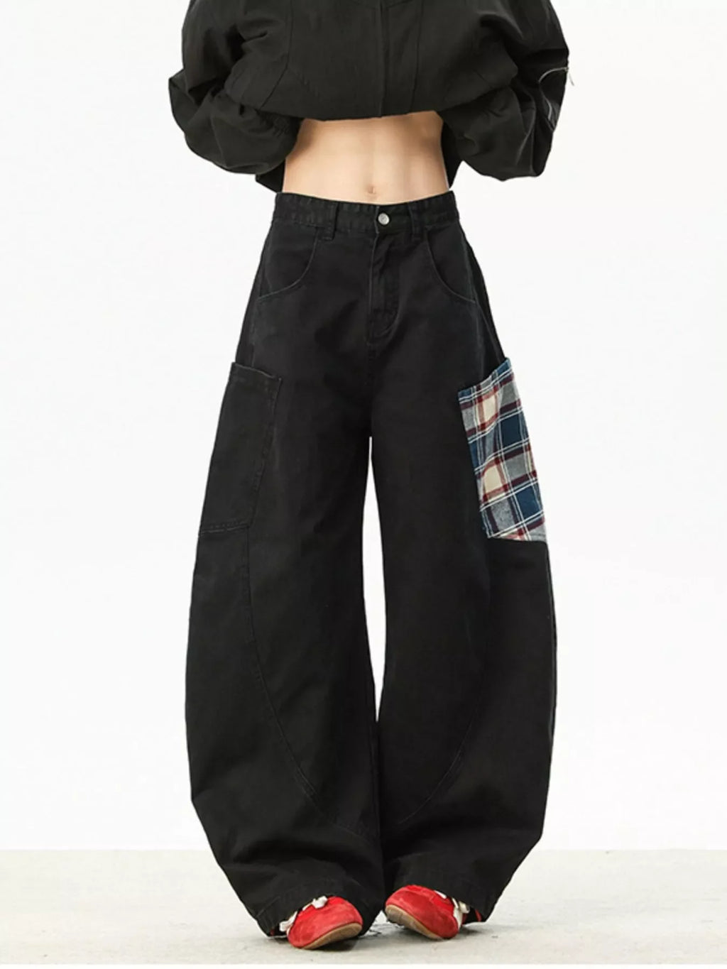 Men's Full Size Wide Leg Patchwork Casual Pants Plus Size