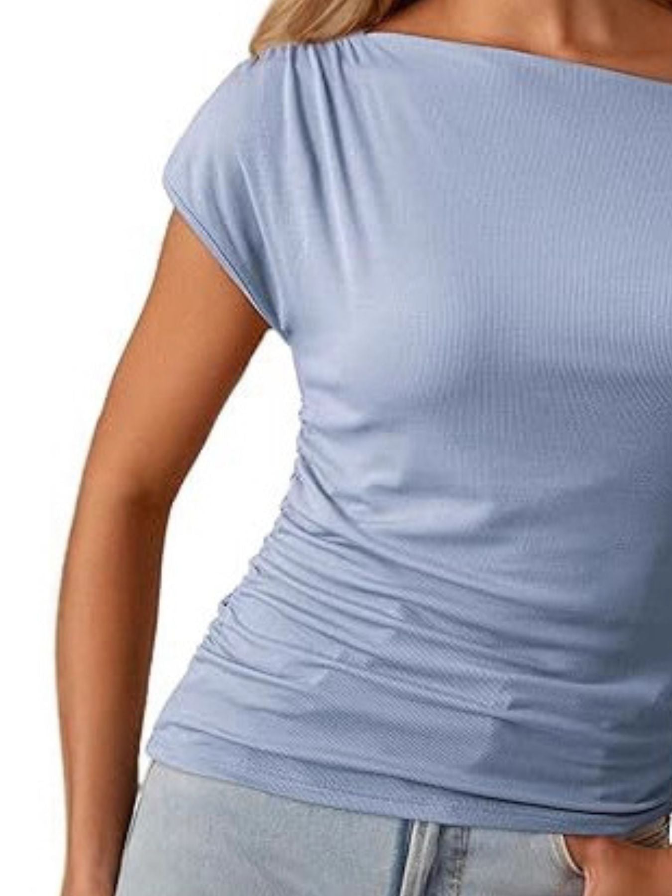 One-Shoulder Ruched Blouse