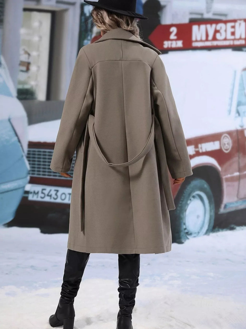 Double-Breasted Lapel Collar Overcoat