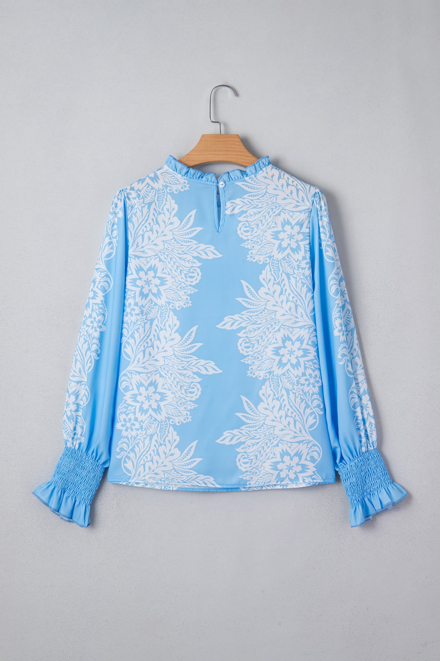 Floral Ruffle Collar Puff Long Sleeve Blouse