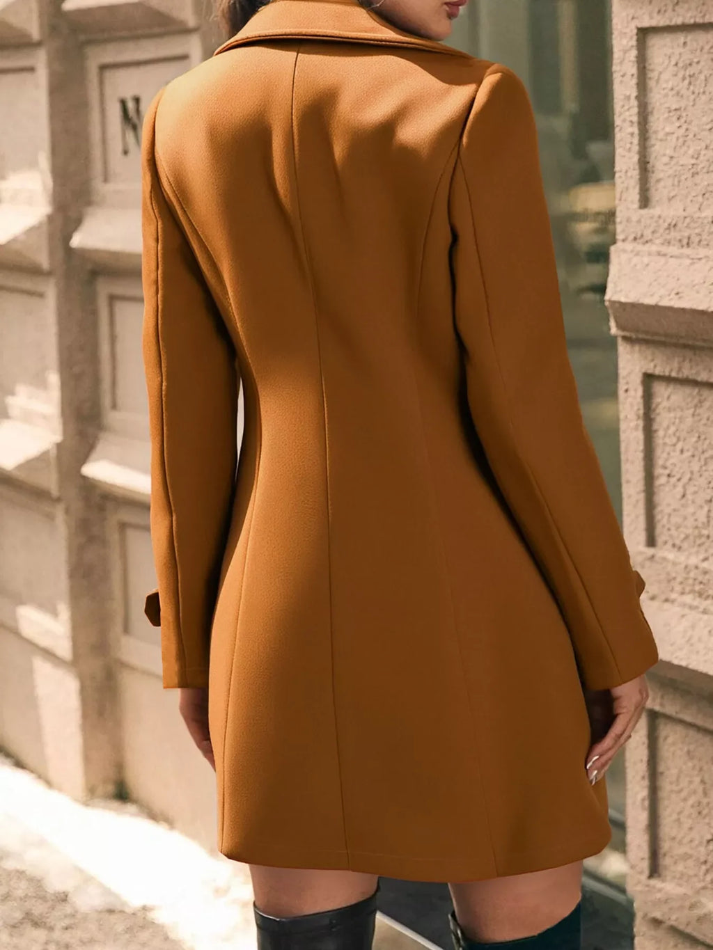 Double-Breasted Wool Blend Overcoat