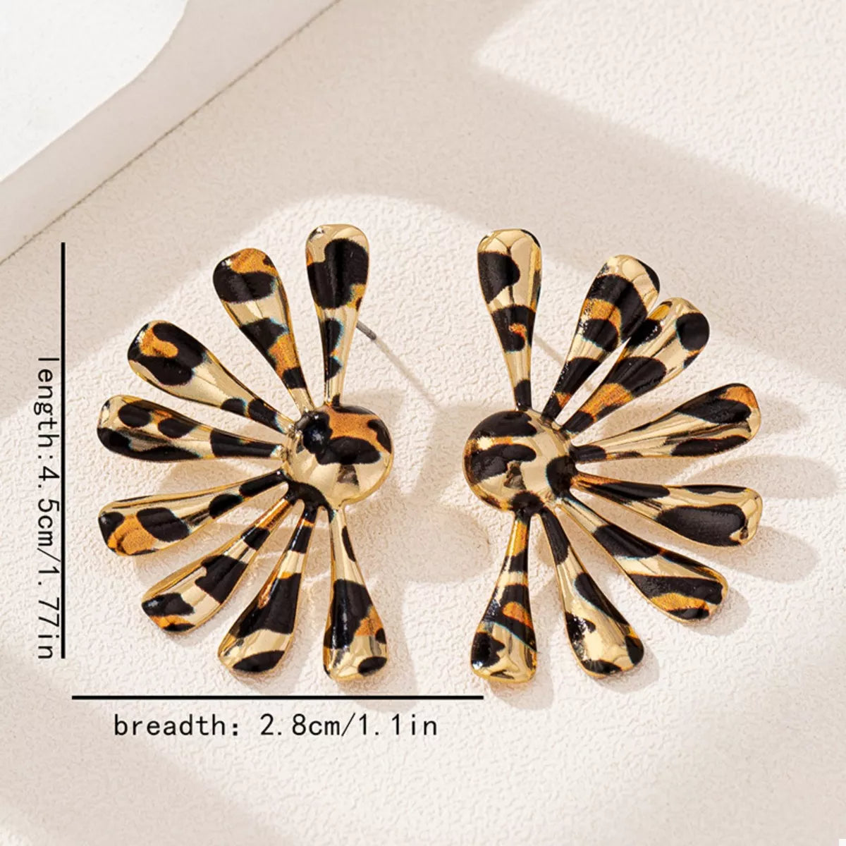 Leopard Print Fan-Shaped Earrings