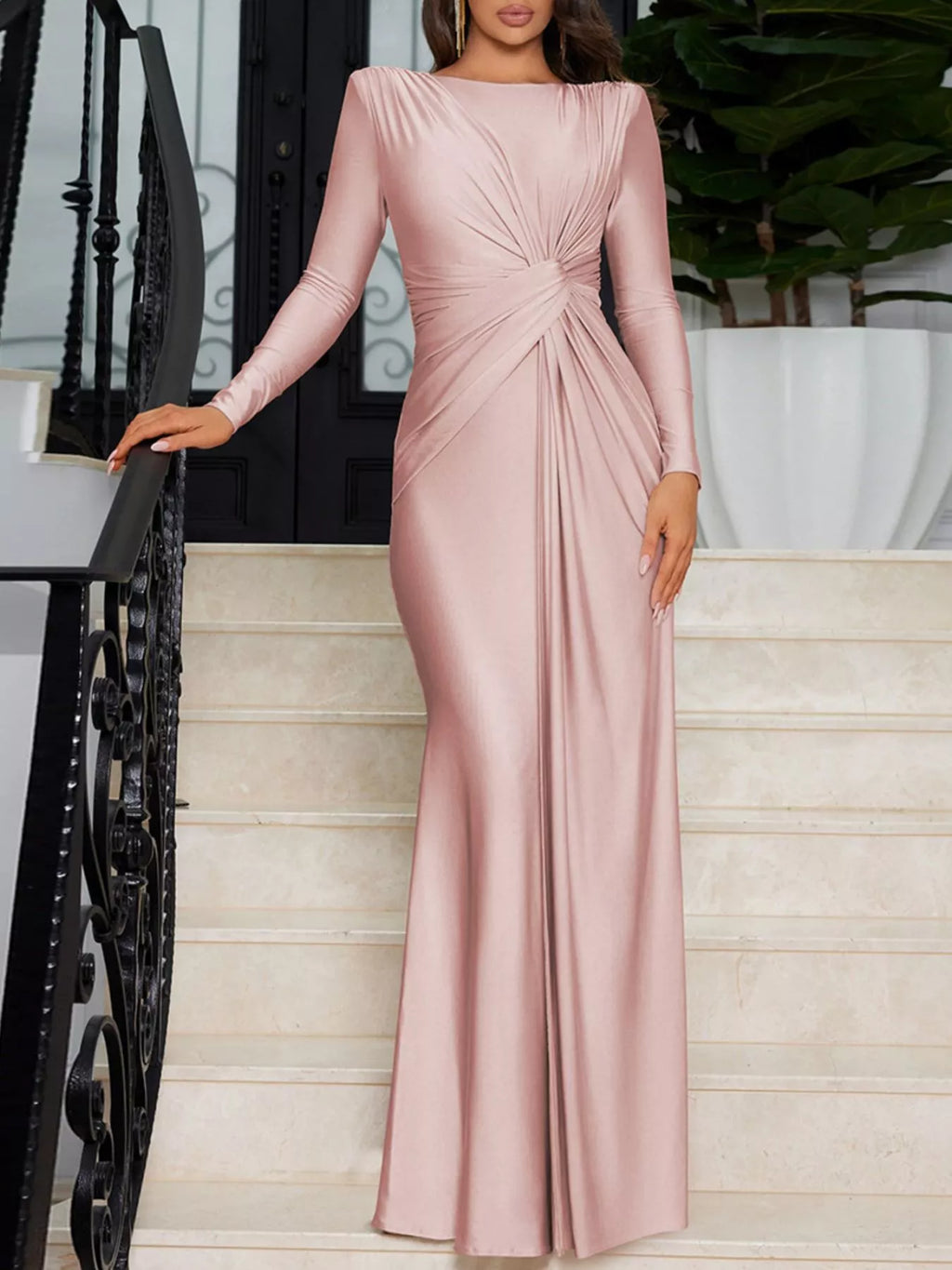 Twisted Long Sleeve Maxi Dress