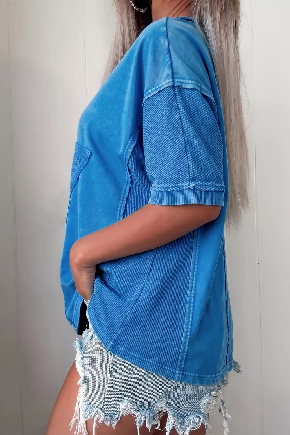 Mineral Wash Star Mesh Patchwork Oversize Tee