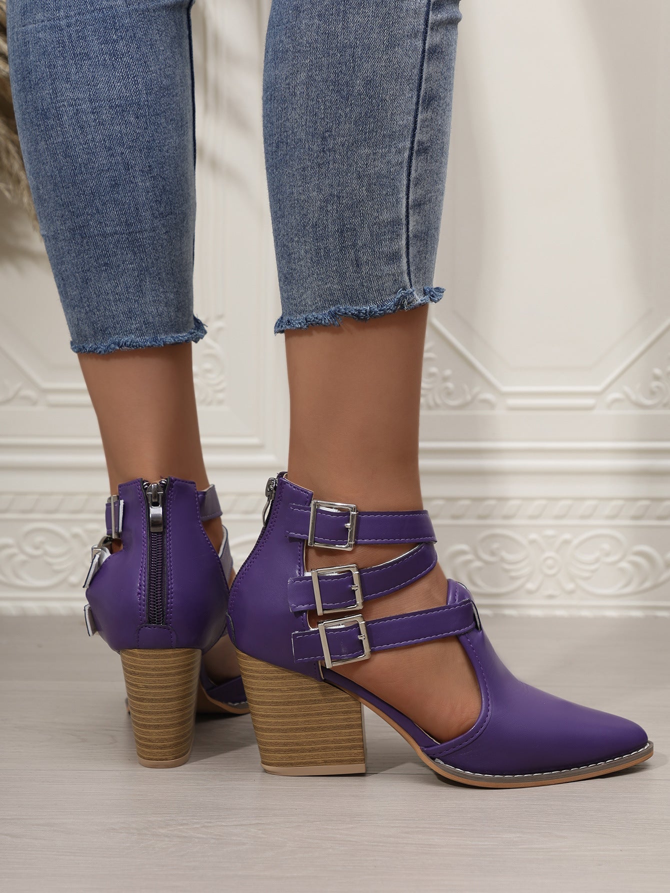 Point Toe Block Heels Pumps