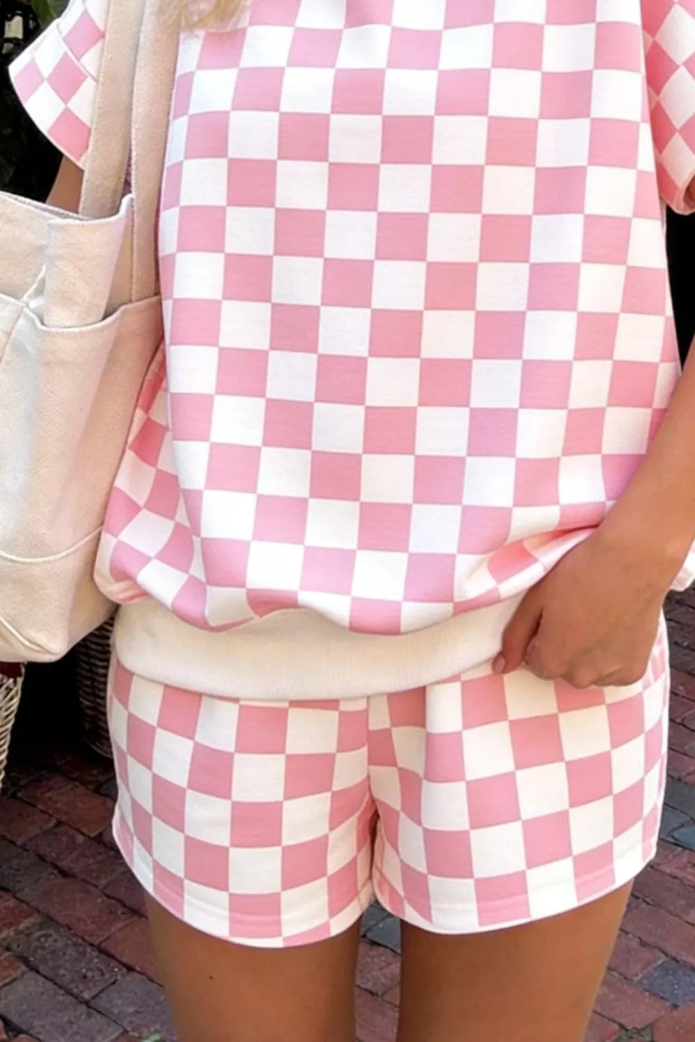Checkerboard Short Sleeve Tee and Shorts Set