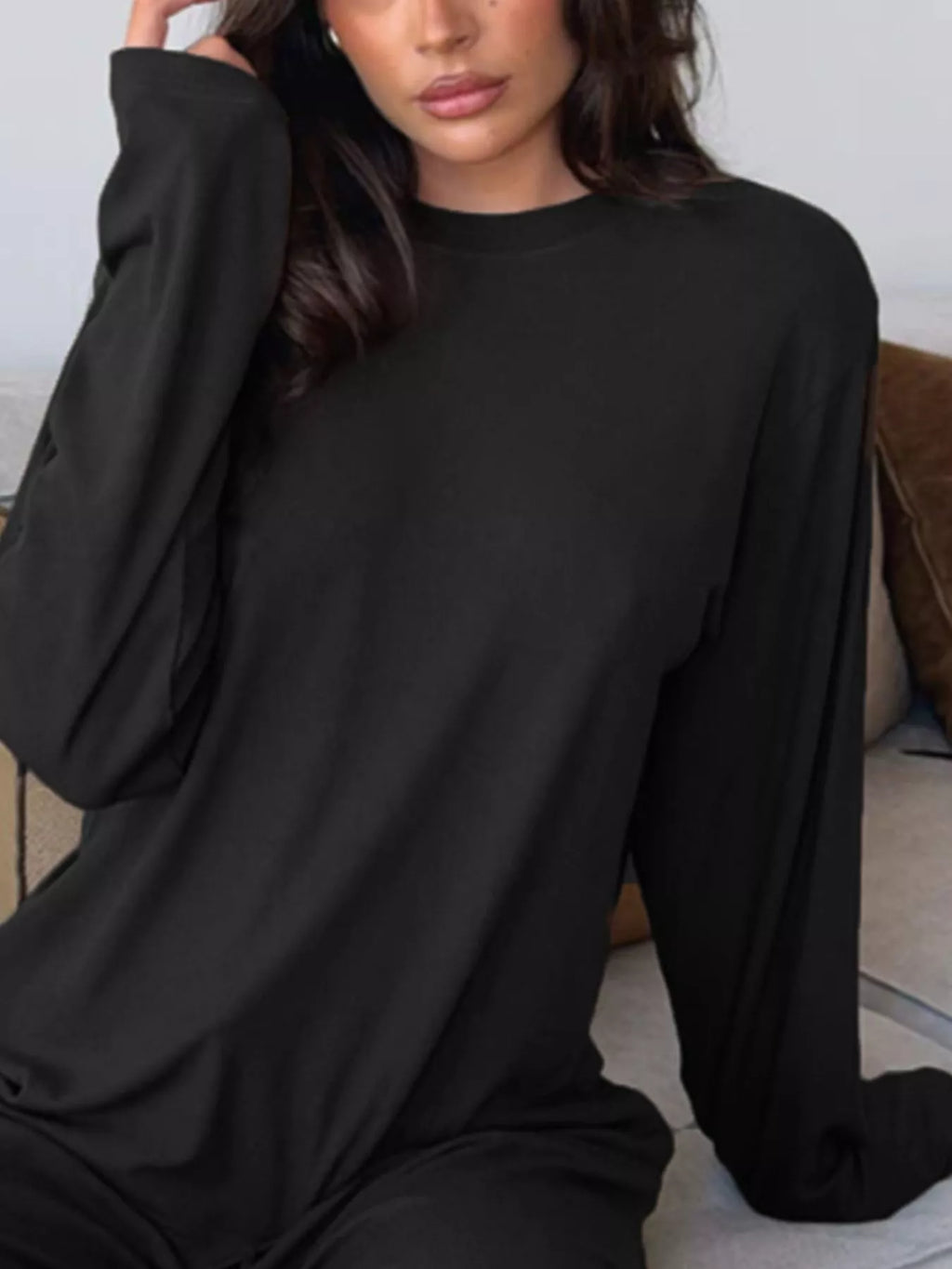 Relaxed Fit Long Sleeve Top and Pants Set