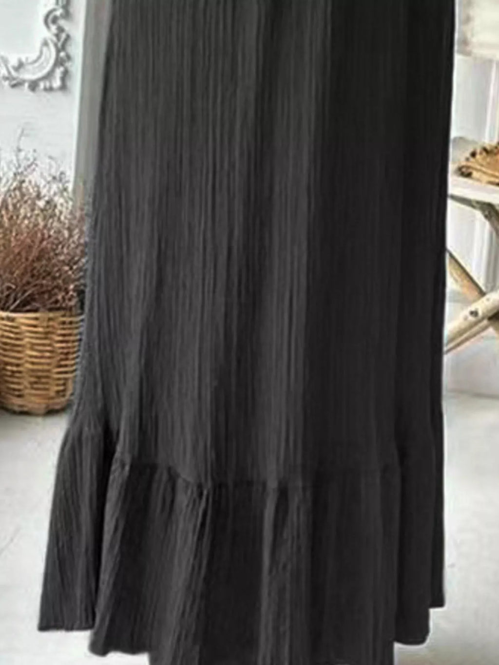 Full Size Textured Balloon Sleeve Maxi Dress Plus Size