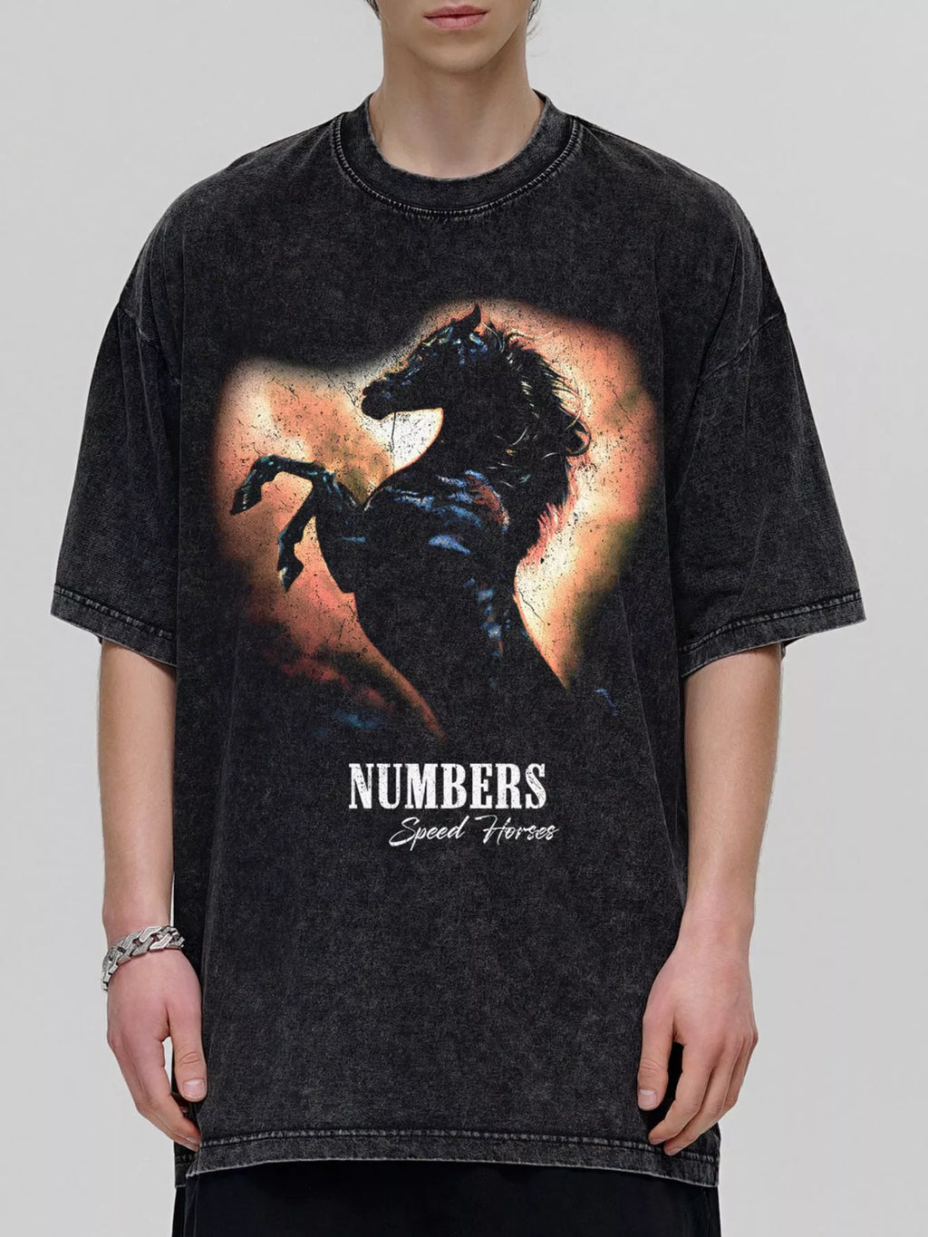 Men's Vintage Washed Horse Graphic T-Shirt