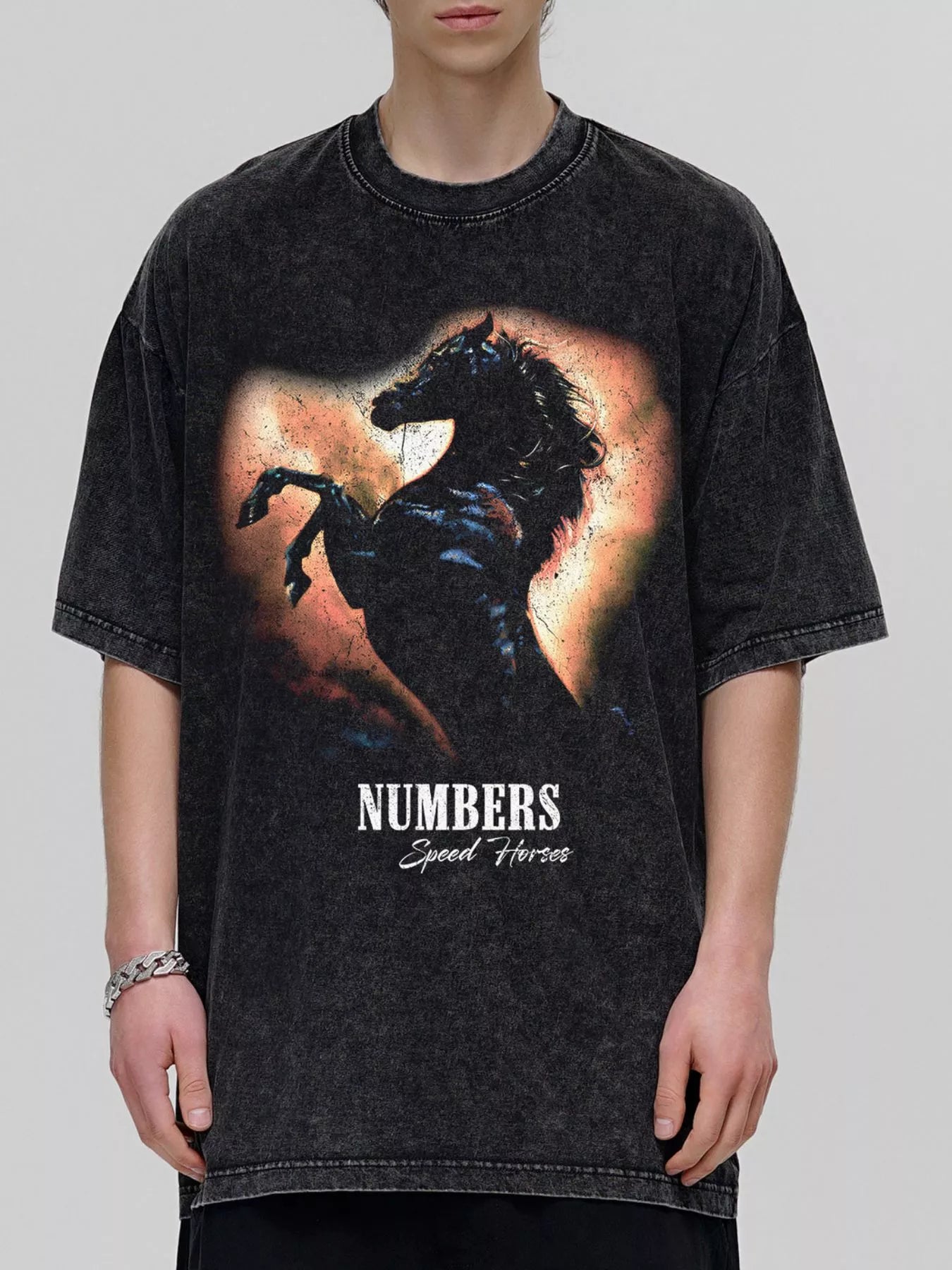 Men's Vintage Washed Horse Graphic T-Shirt