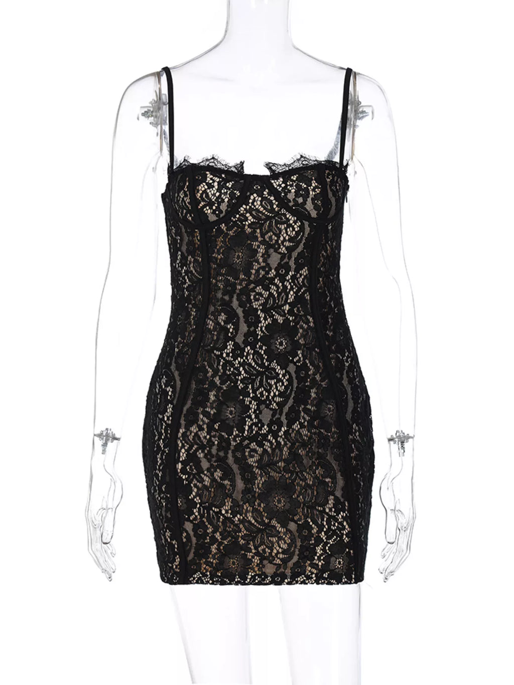 Lace Spaghetti Strap Mini Dress