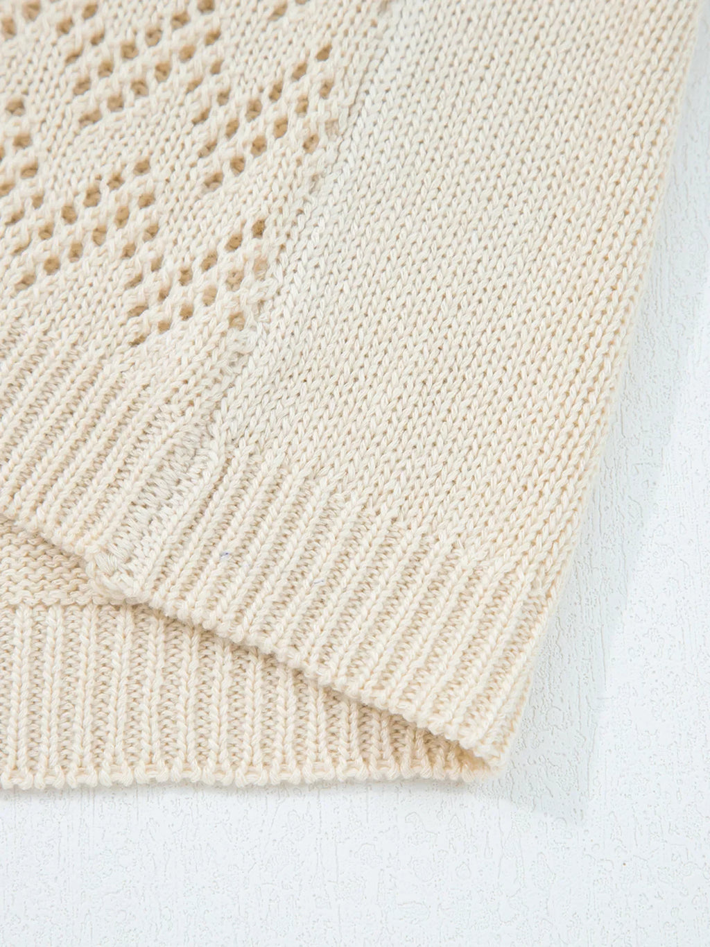 Hollowed Knit Open Front Cardigan