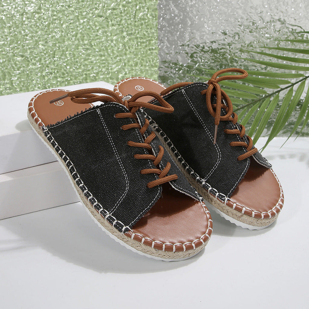 Open Toe Lace Up Sandals