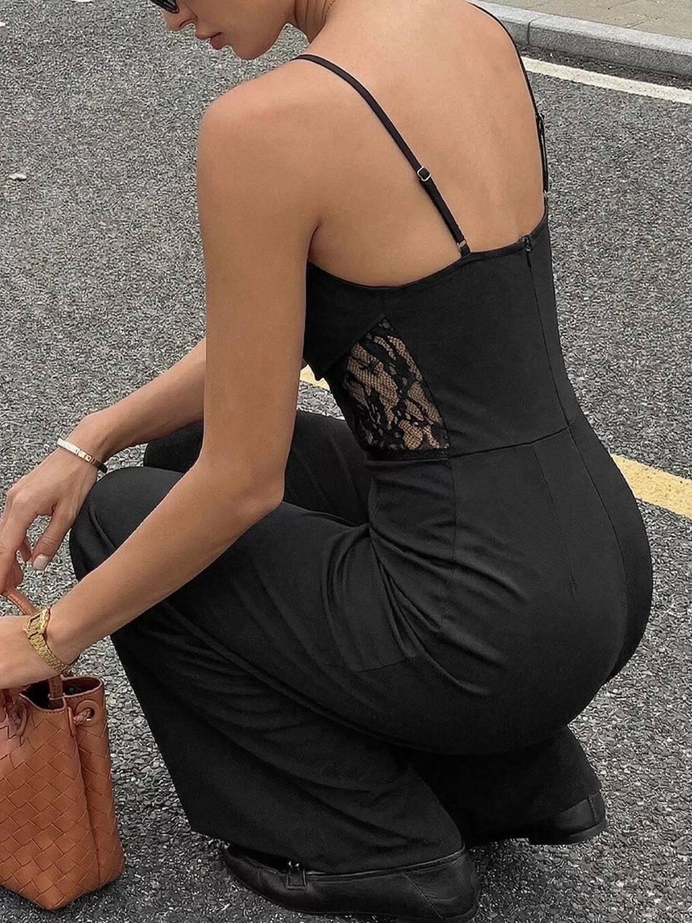 Lace Trim Wide Leg Jumpsuit