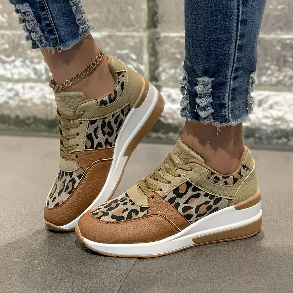 Leopard Lace Up Sneakers