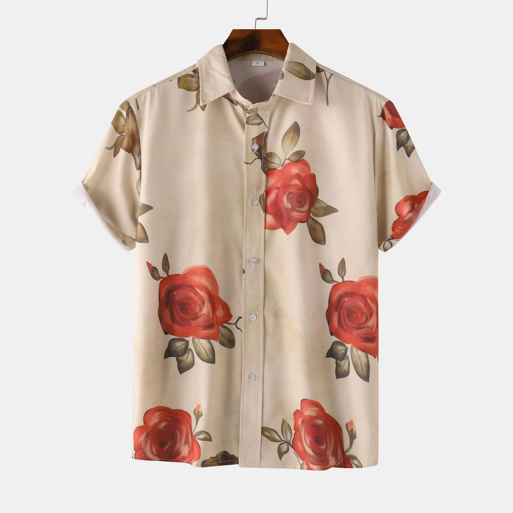 Men's Printed Button Up Short Sleeve Shirt