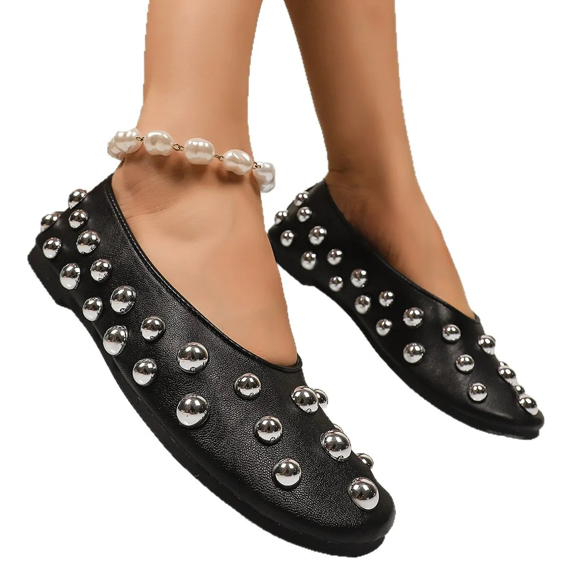 Studded Leather Slip-Ons