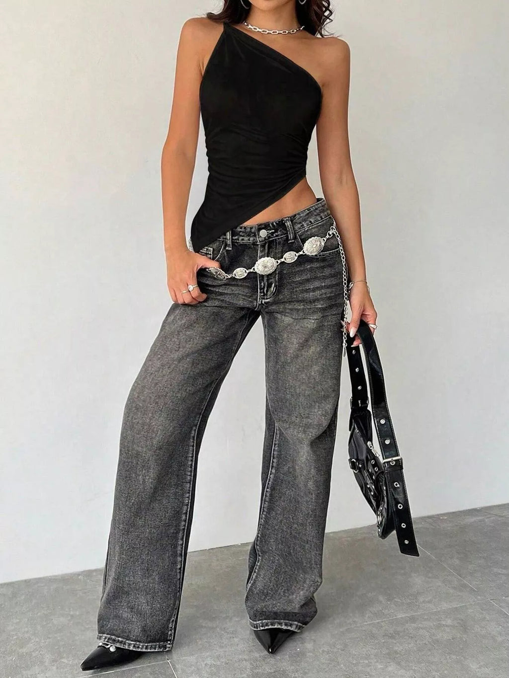 Asymmetrical One-Shoulder Slim Fit Cami