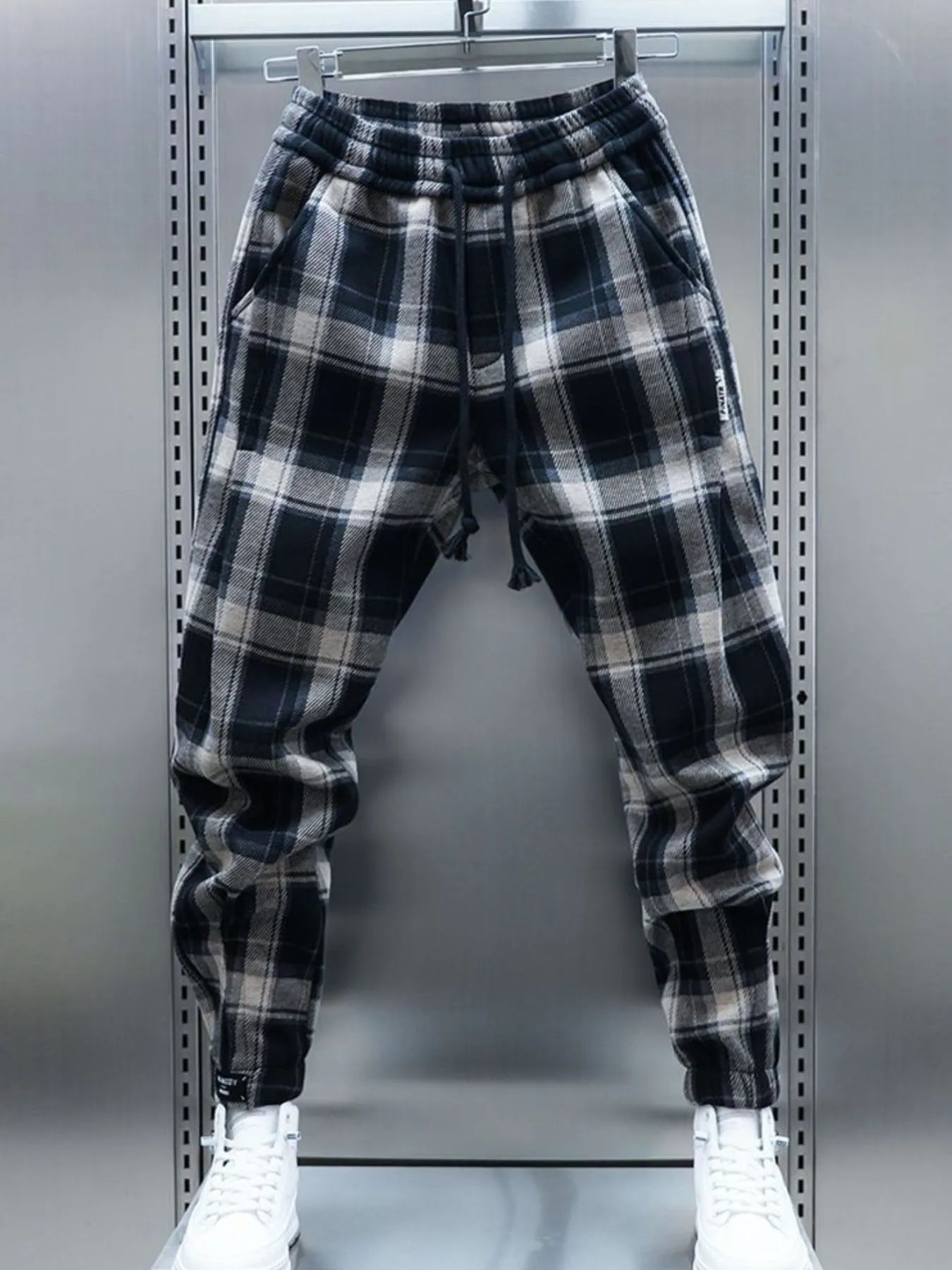 Men's Plus Size Plaid Drawstring Joggers