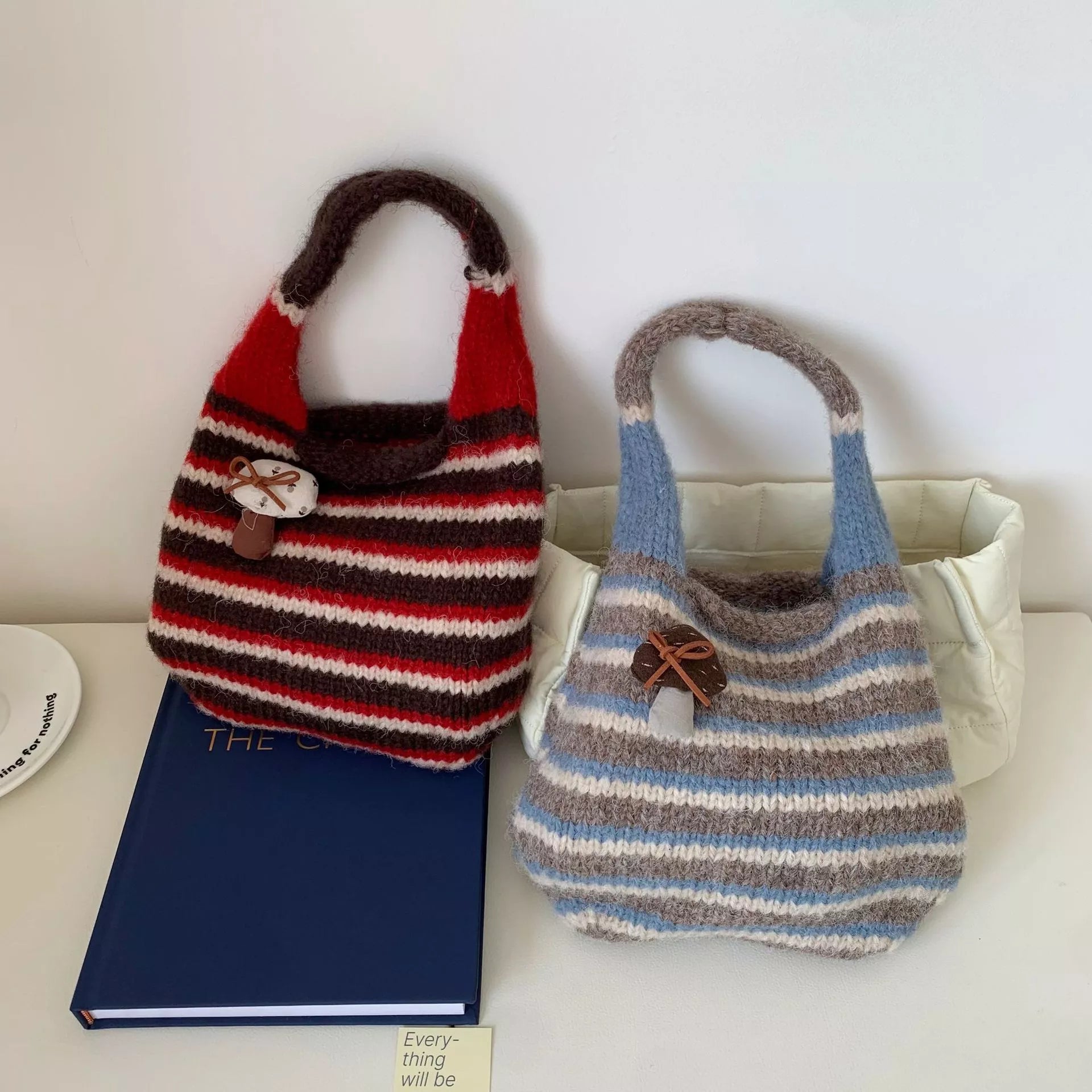 Knitted Striped Handbag
