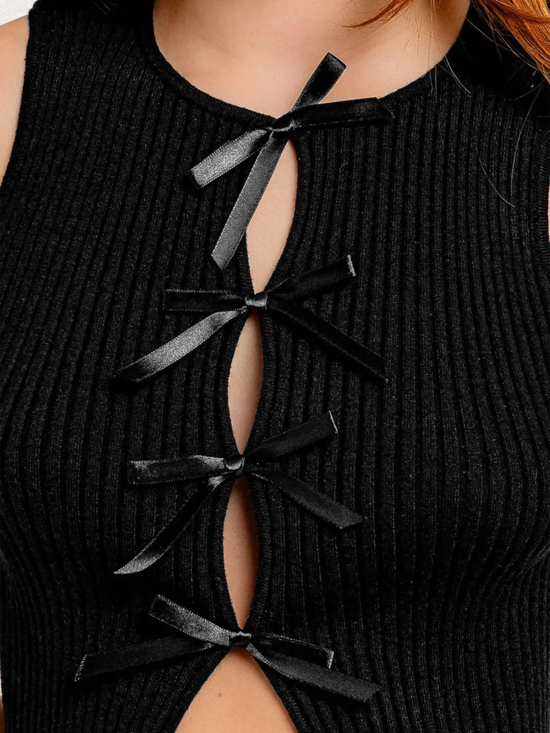 Bow Round Neck Cropped Tank
