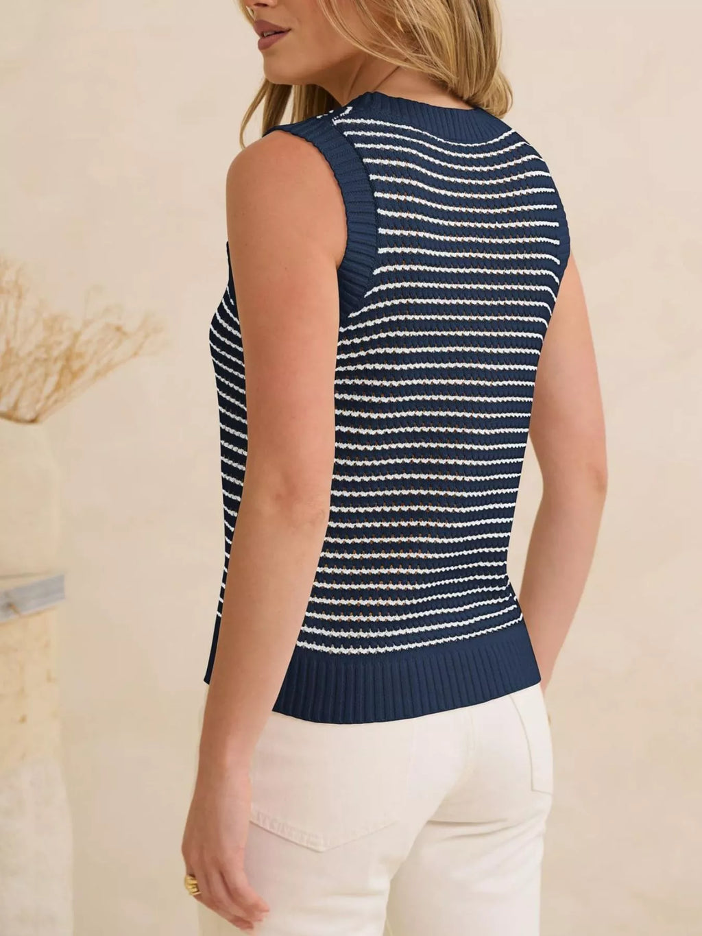 Striped Knit Sweater Vest