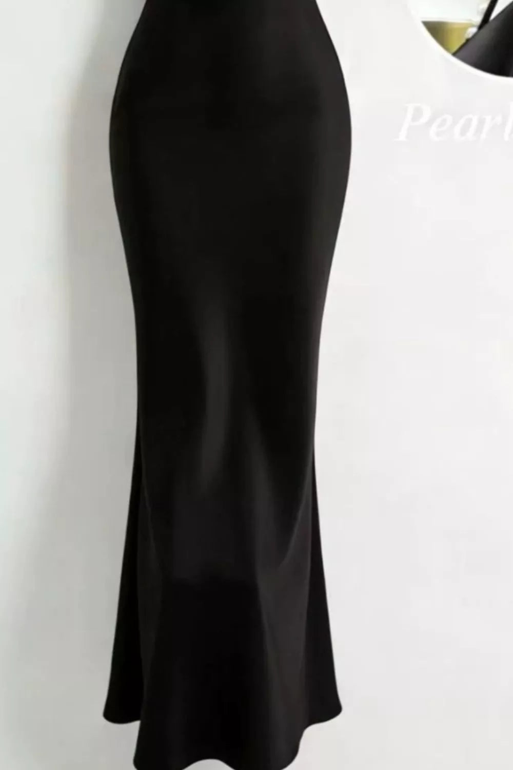 Pearl Strap Cowl Neck Satin Maxi Dress