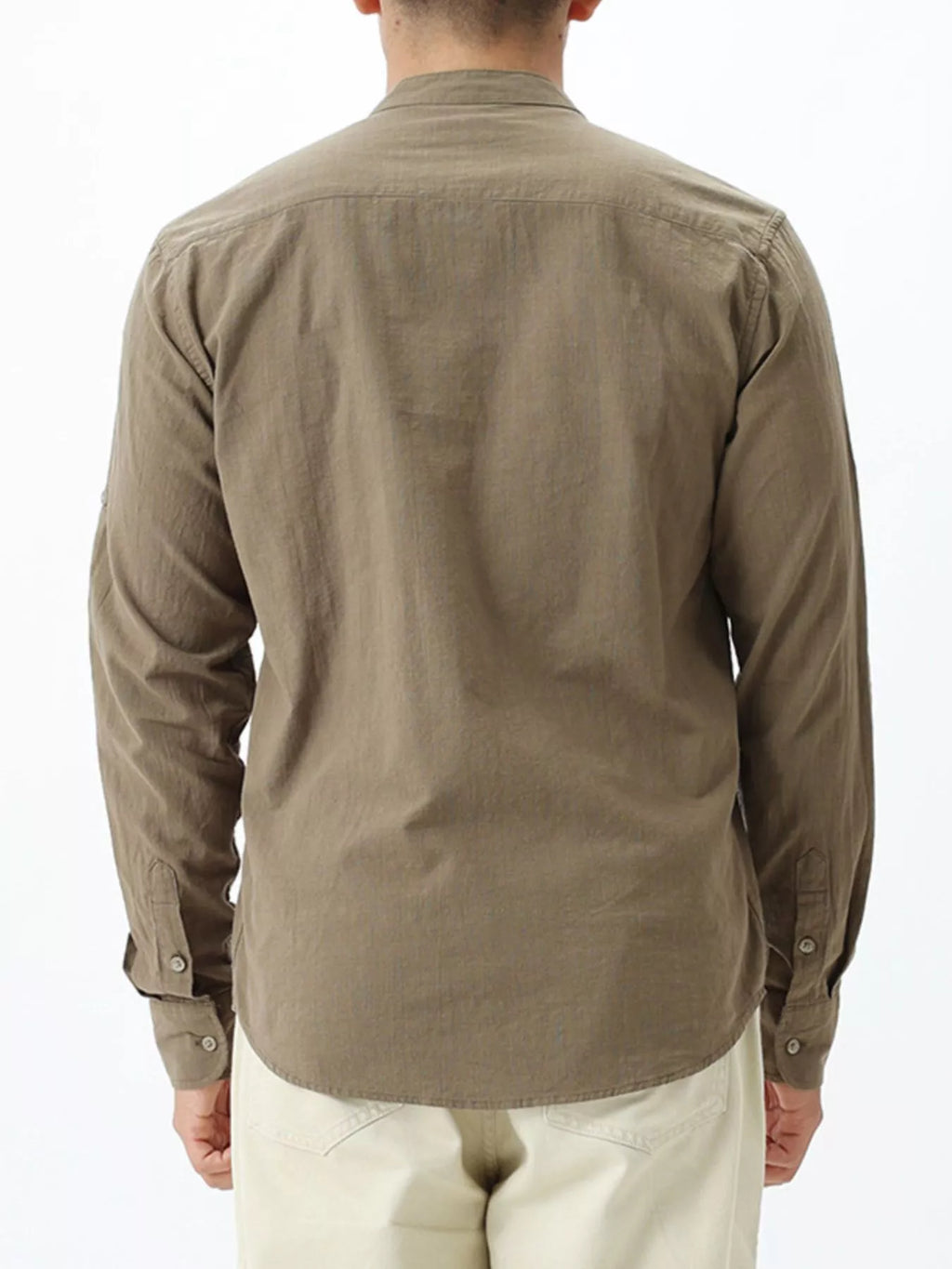 Men's Casual Mandarin Collar Long Sleeve Shirt