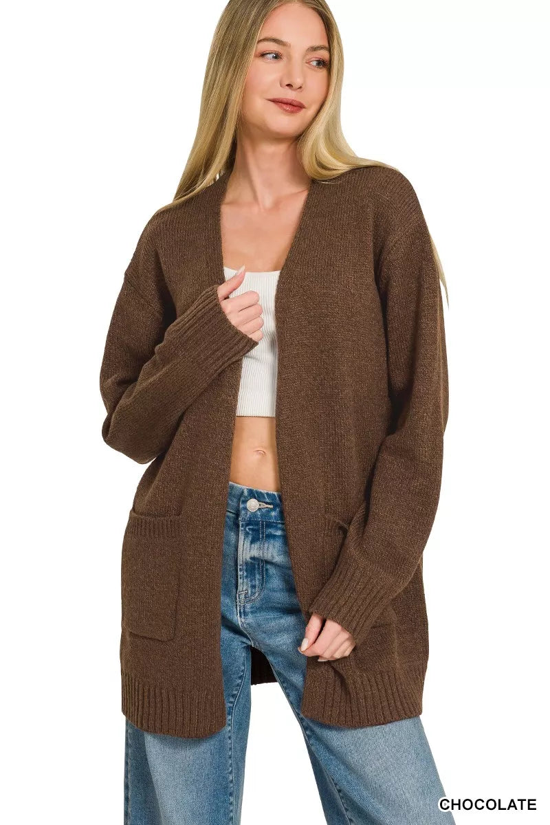 Zenana Open Front Sweater Cardigan