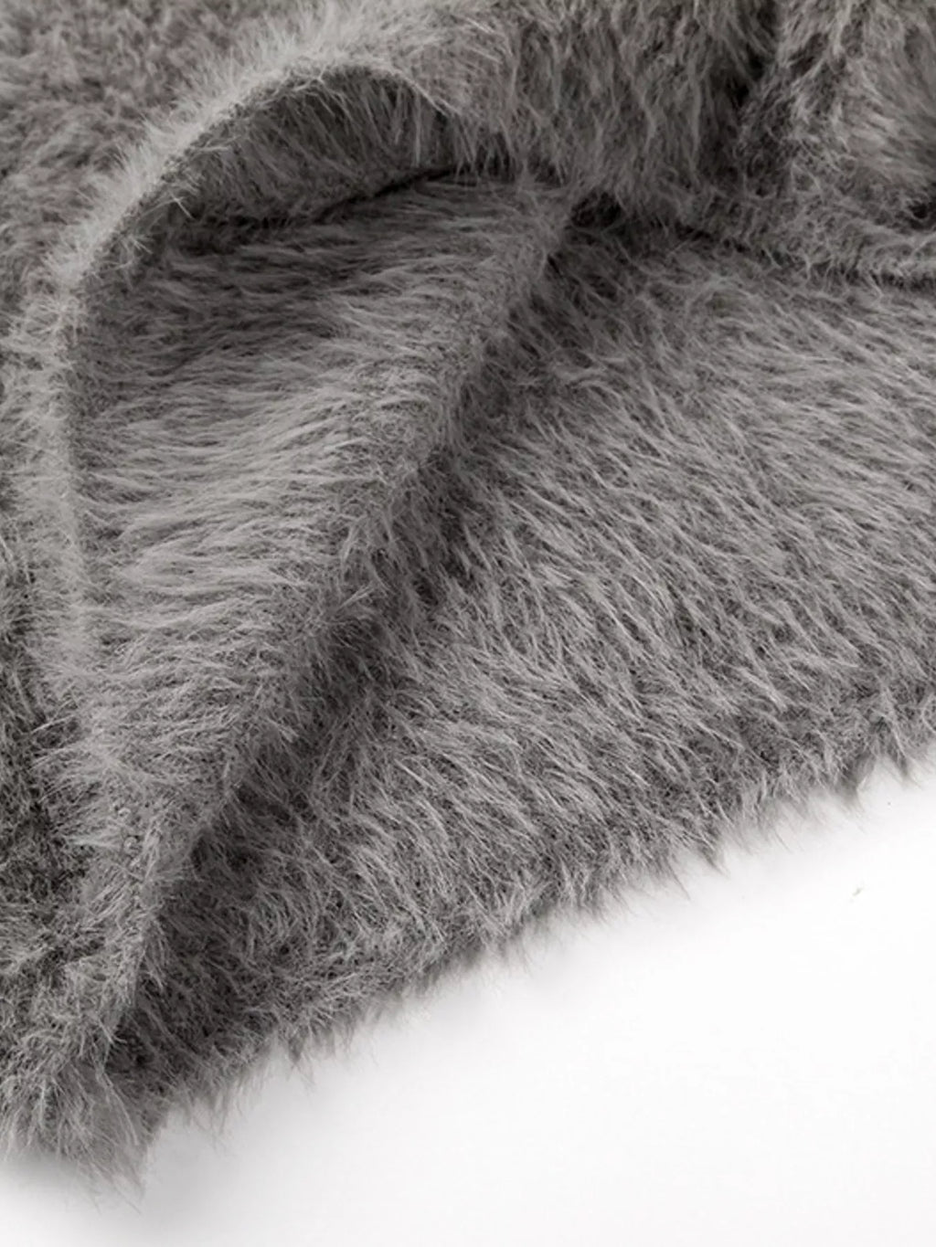 Fuzzy Round Neck Long Sleeve Sweater