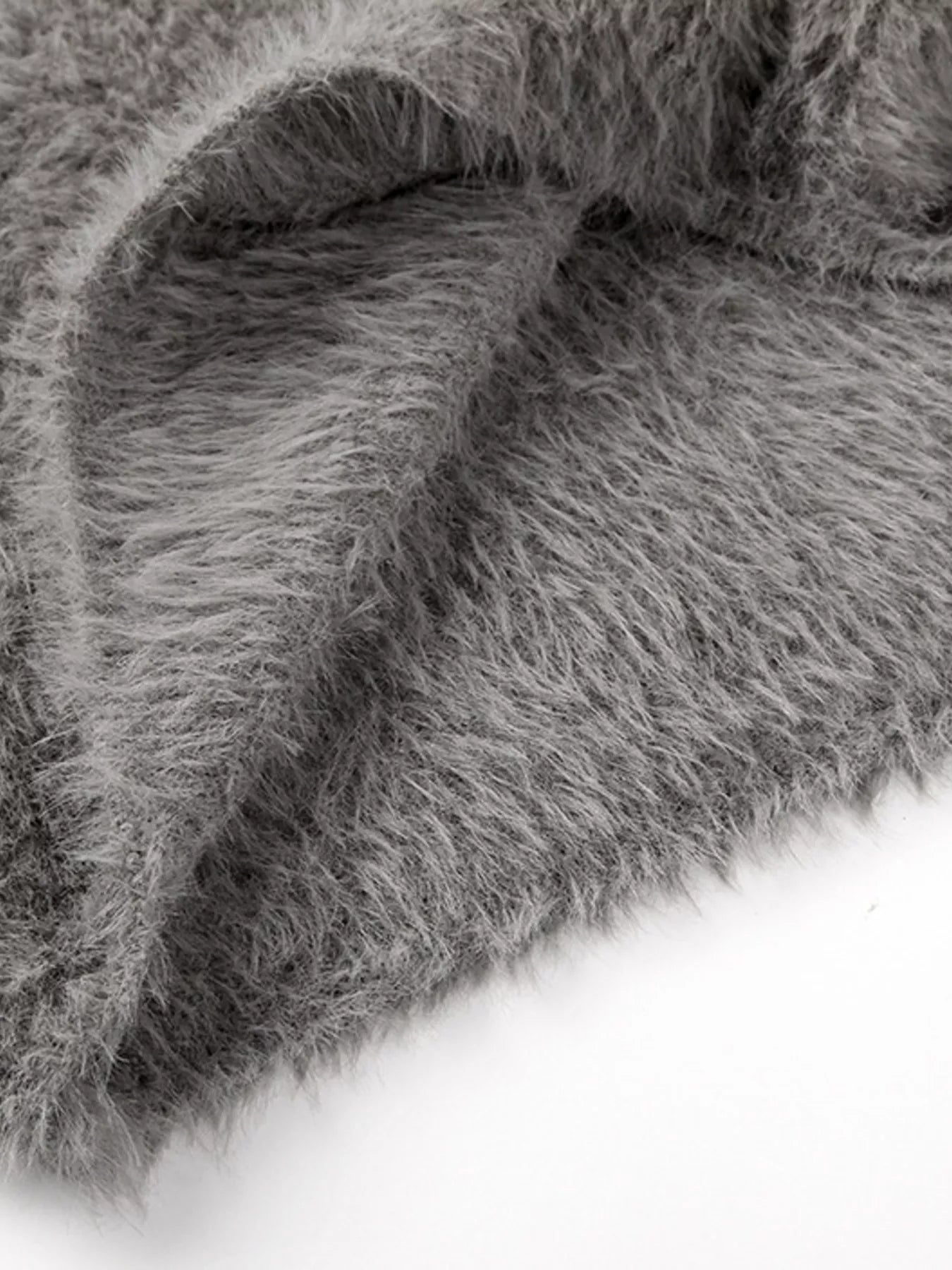 Fuzzy Round Neck Long Sleeve Sweater