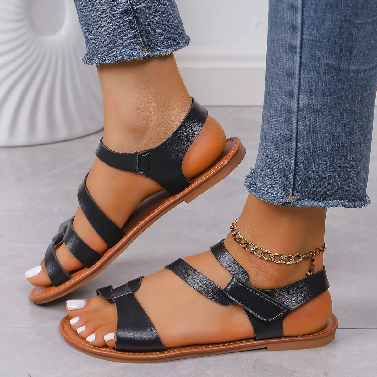 Open Toe Flats Sandals
