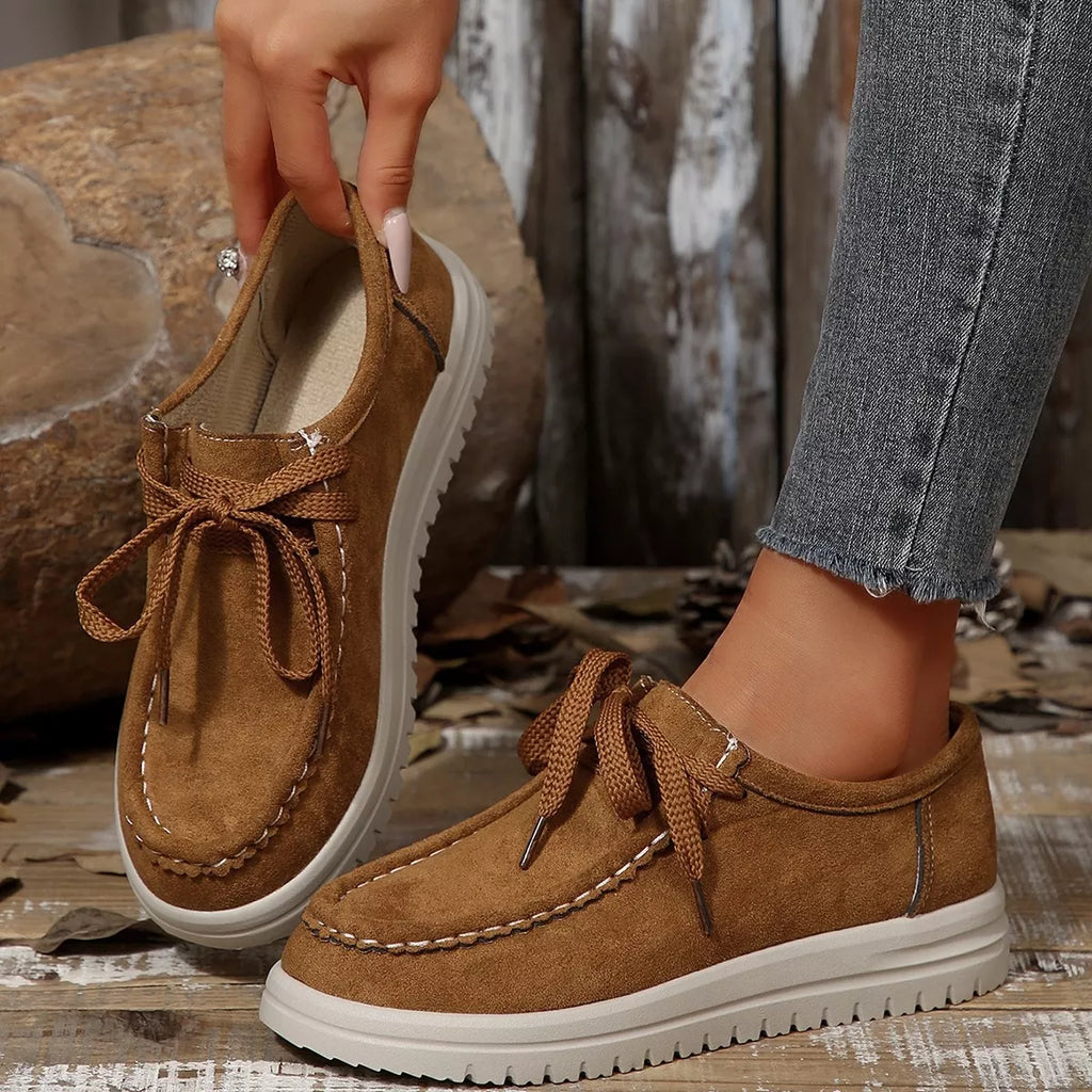 Lace-Up Round Toe Loafers