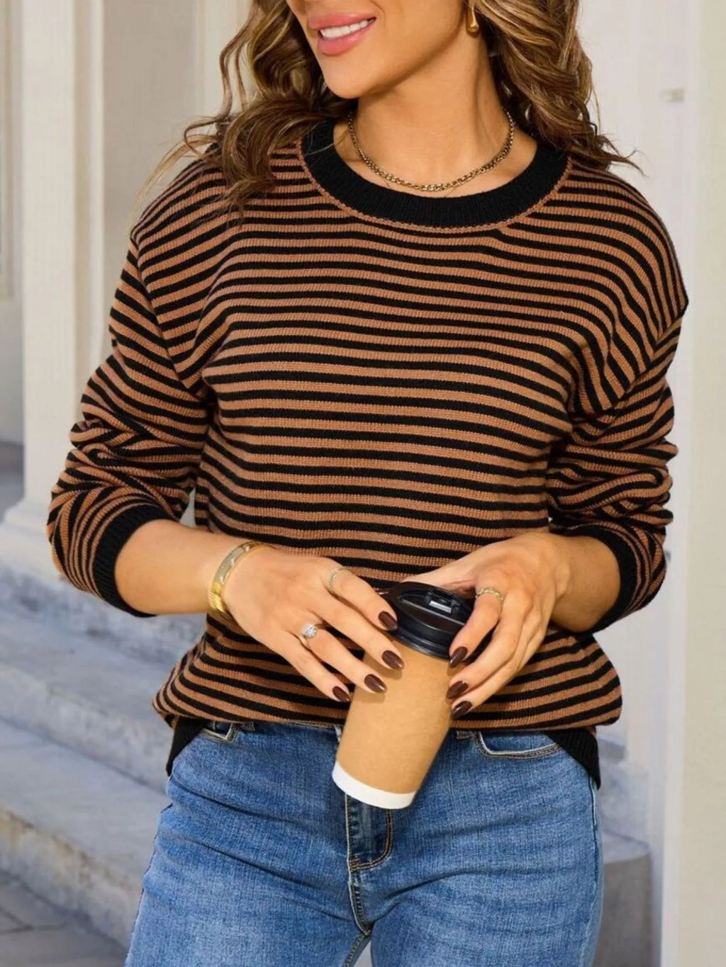 Striped Round Neck Sweater
