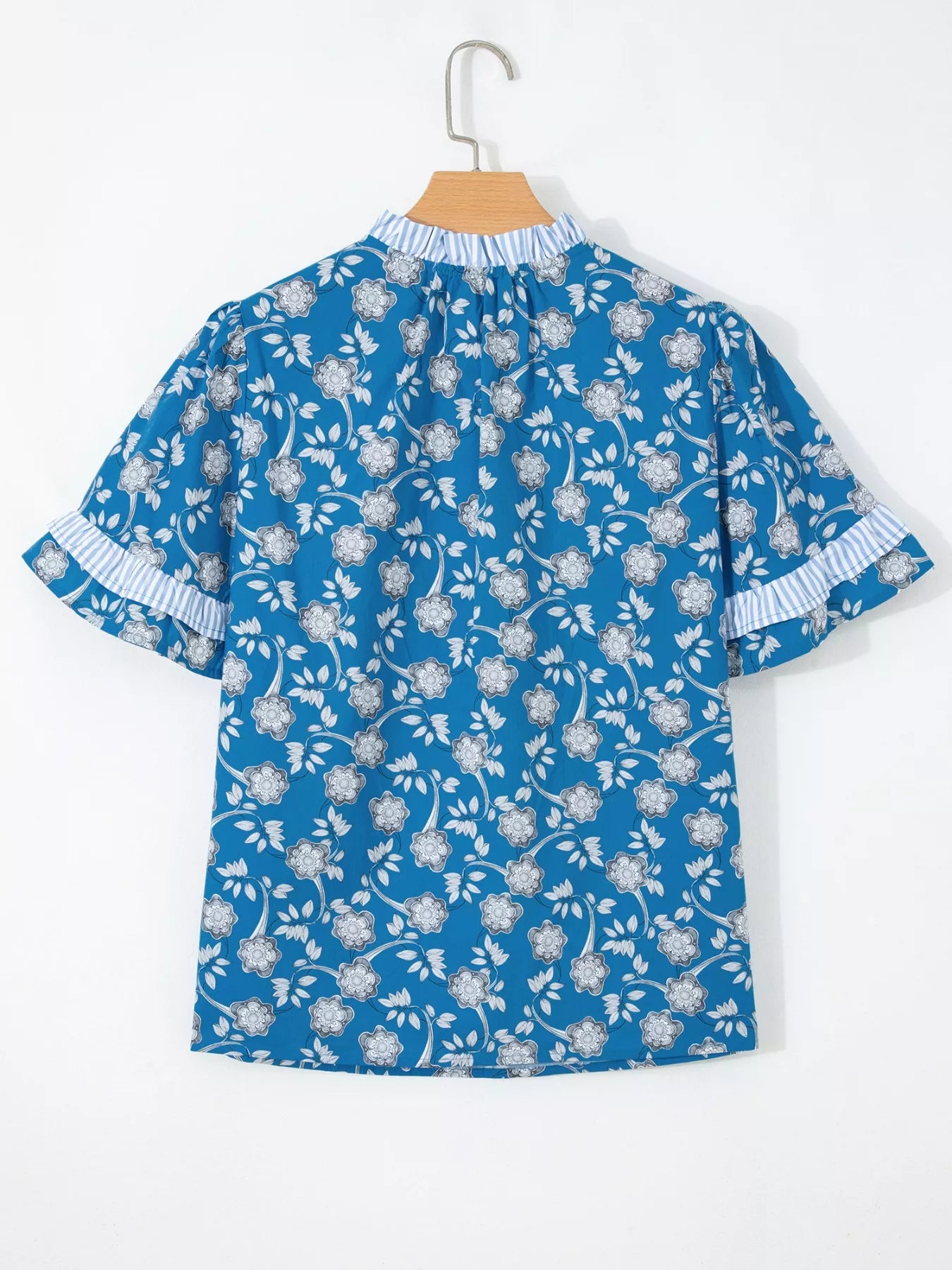 Floral Print Ruffle Sleeve Blouse