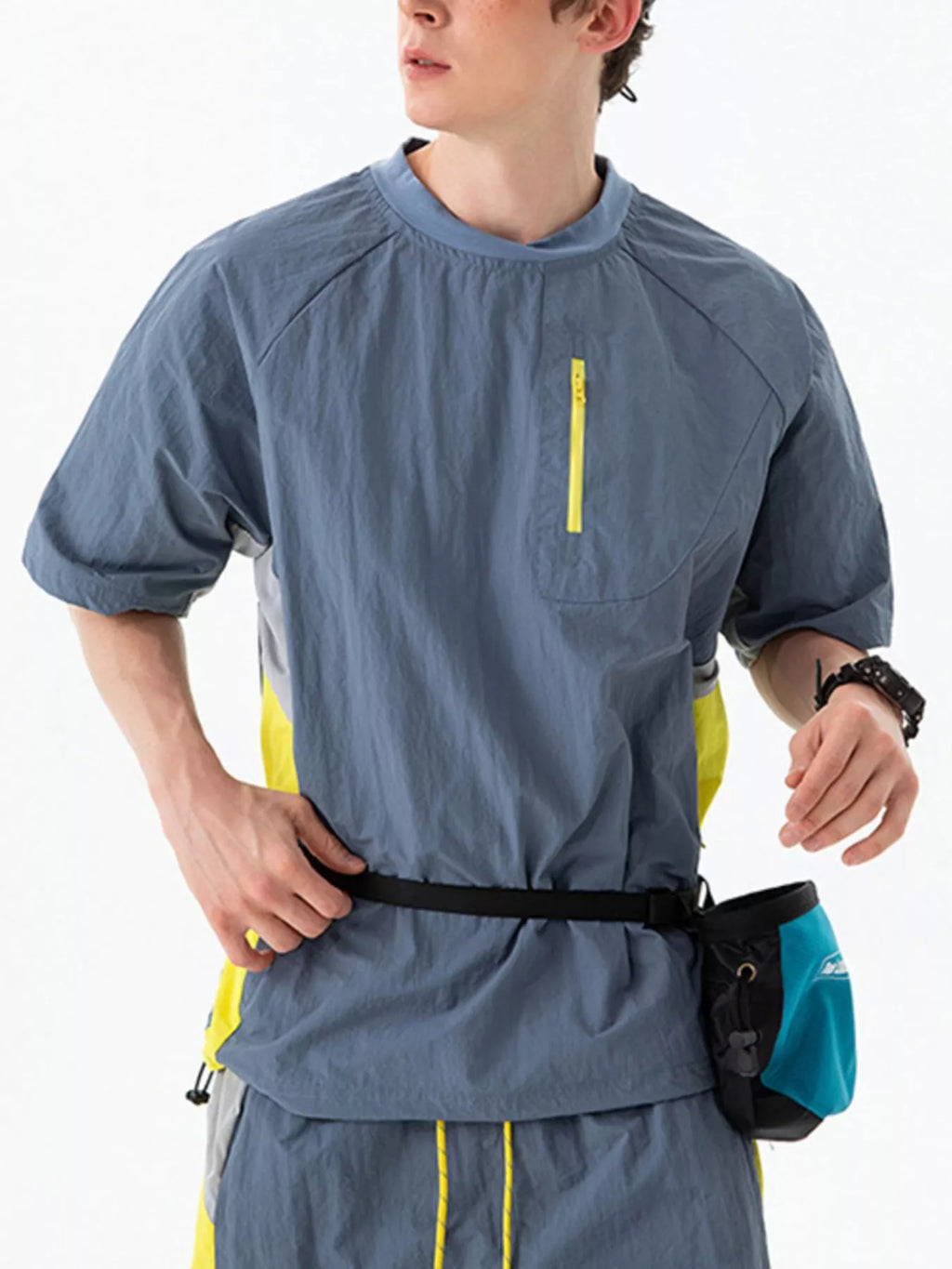 Men's Contrast Round Neck Short Sleeve T-Shirt