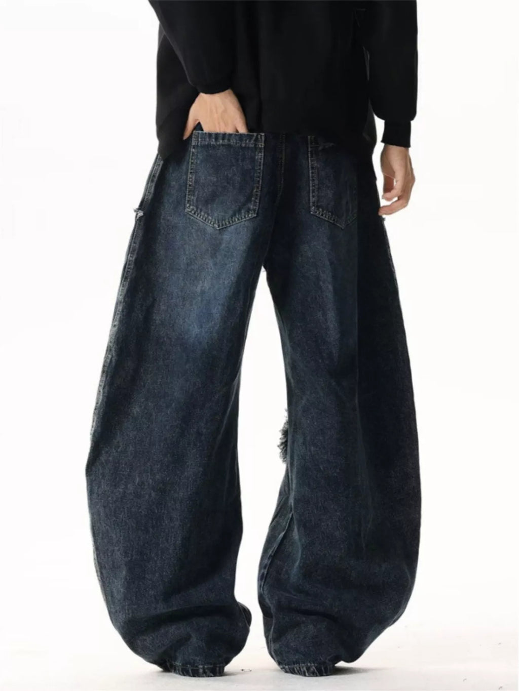 Men's Full Size Star Patchwork Wide Leg Jeans Plus Size