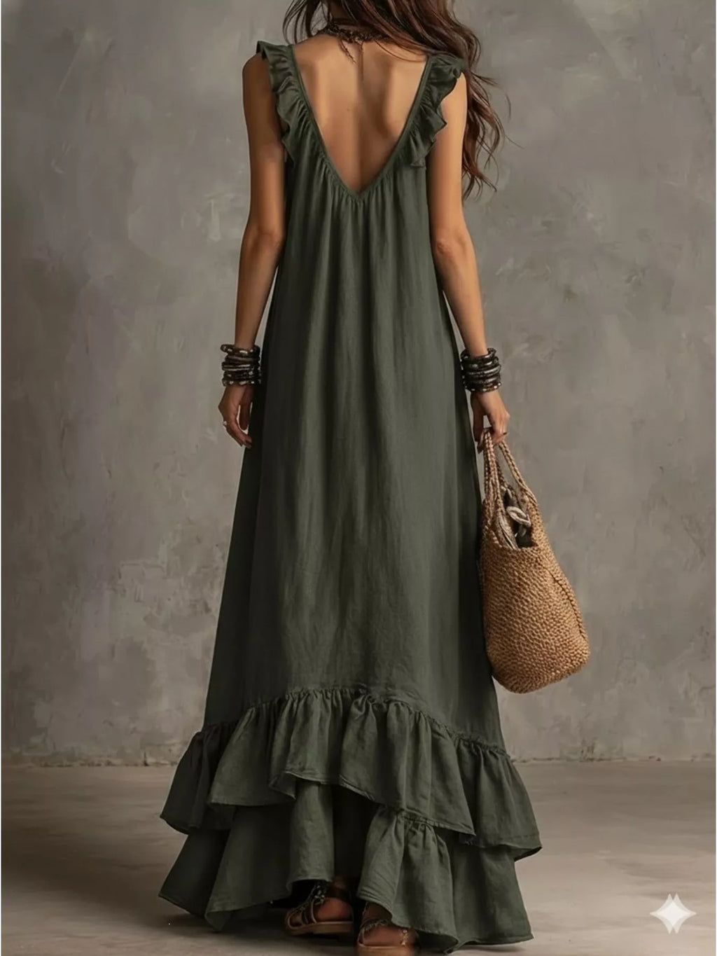 Ruffled Sleeveless Maxi Dress