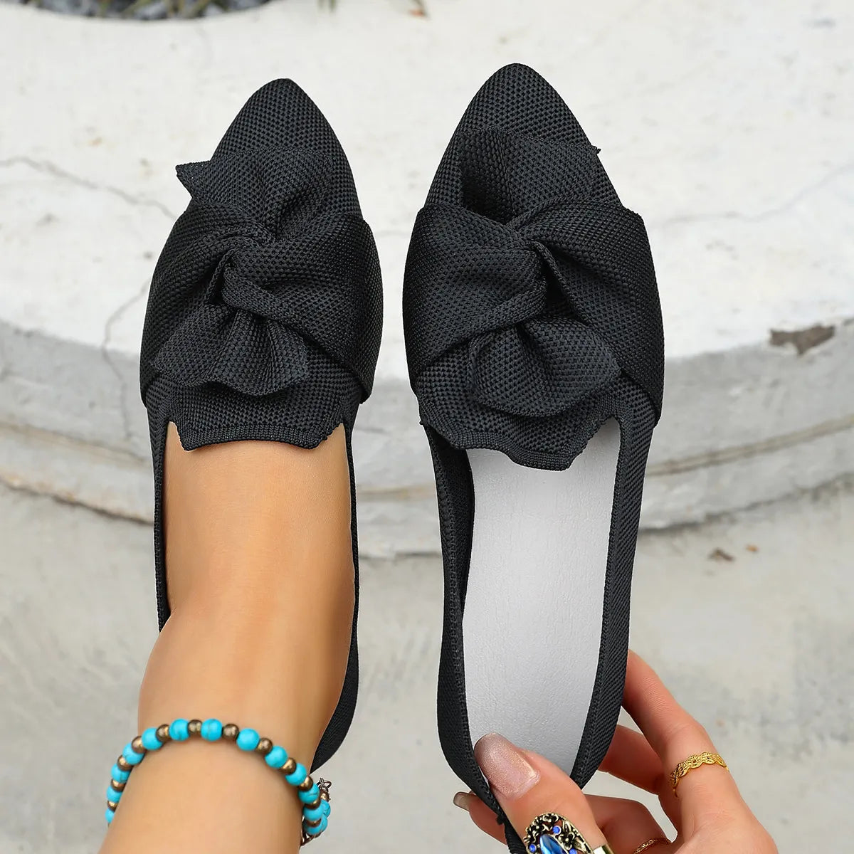 Bow Point Toe Flats Slip-Ons