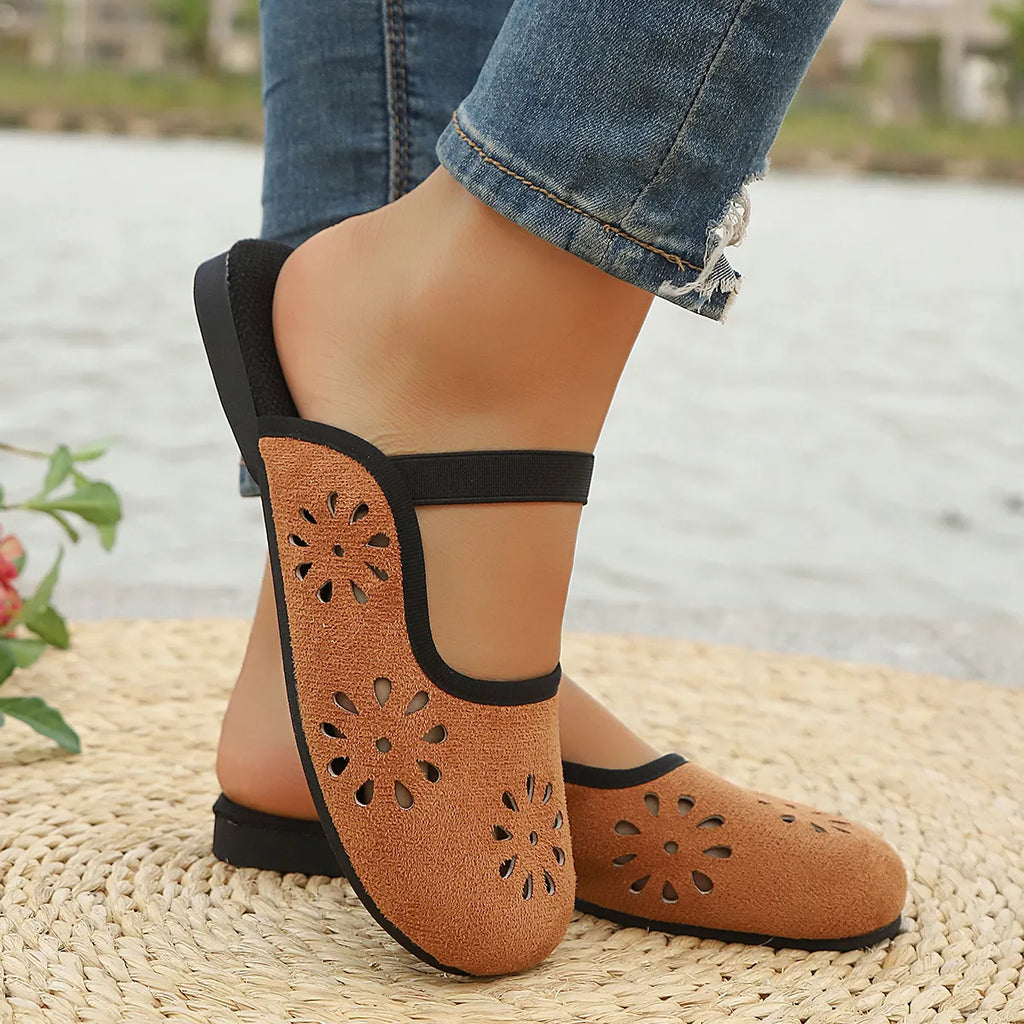 Cutout Round Toe Slip-Ons