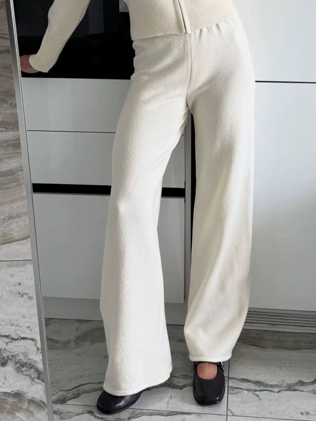 Zip Up Outerwear and Wide Leg Pants Set