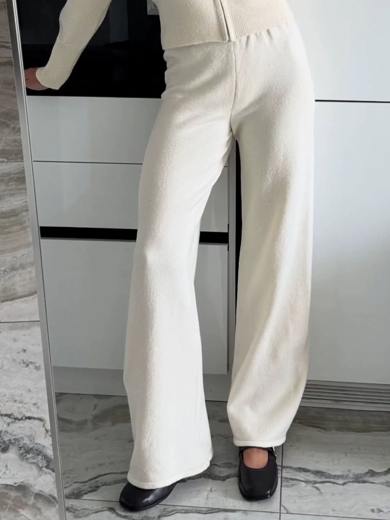 Zip Up Outerwear and Wide Leg Pants Set