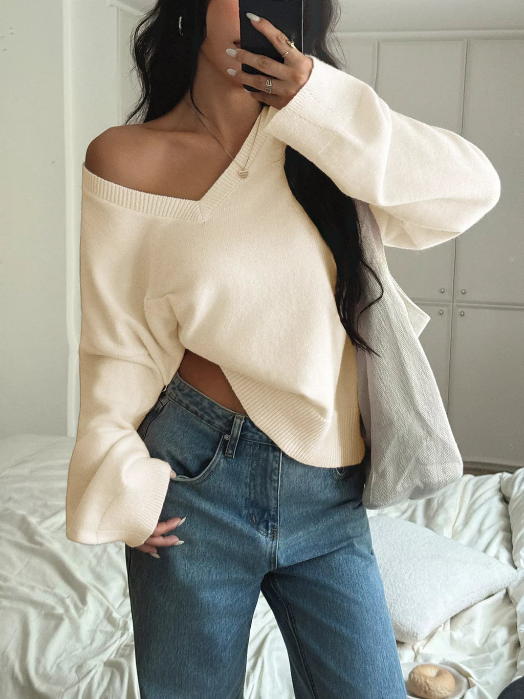 V-Neck Loose Fit Sweater
