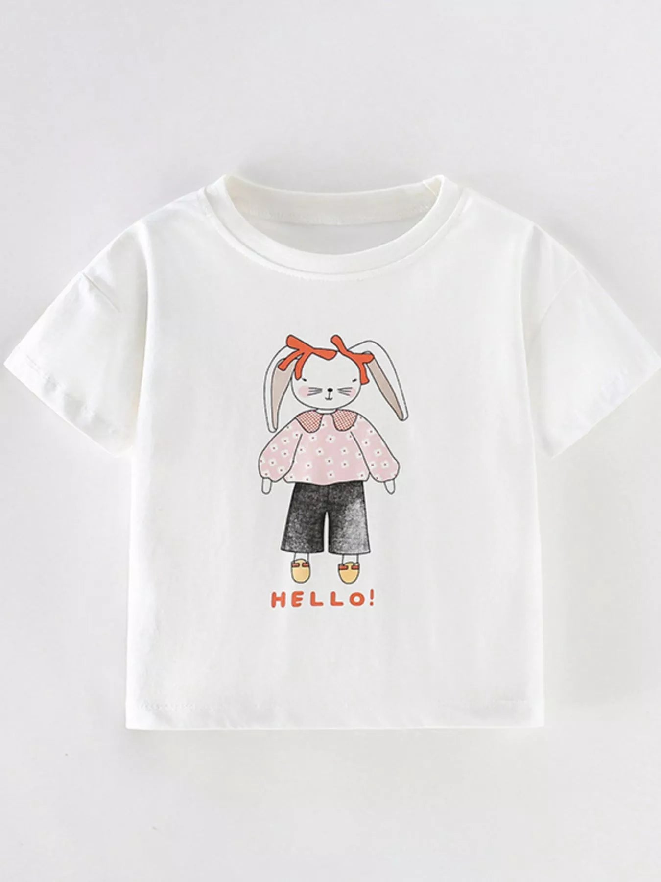Children's Cute Bunny Graphic Short Sleeve T-Shirt