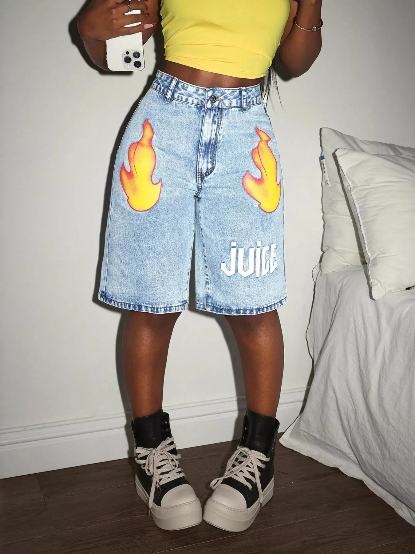 High-Waisted Denim Shorts