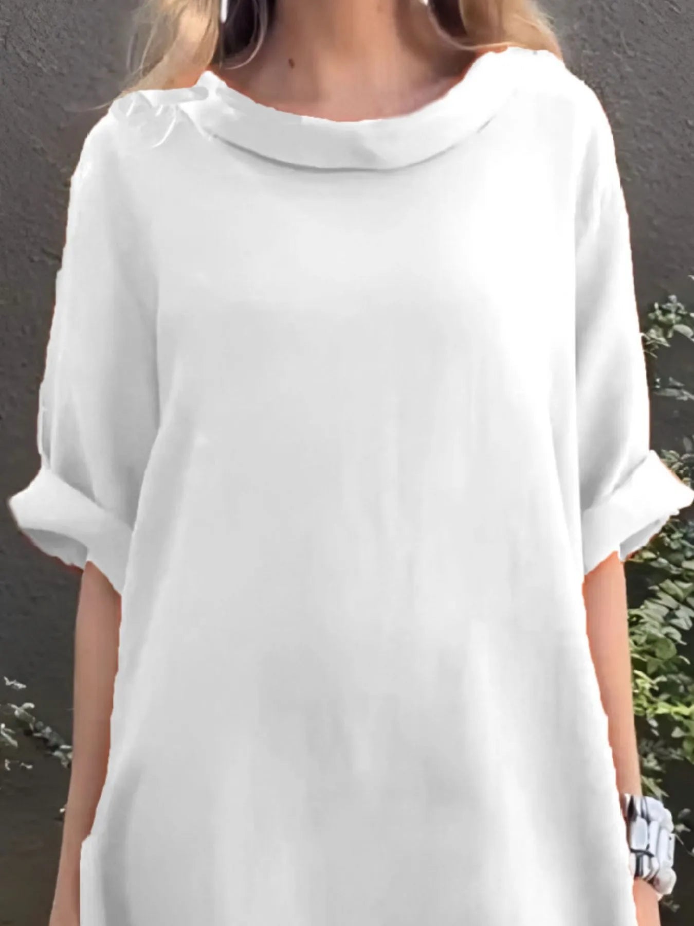 Full Size Casual Loose Fit Round Neck Midi Dress Plus Size